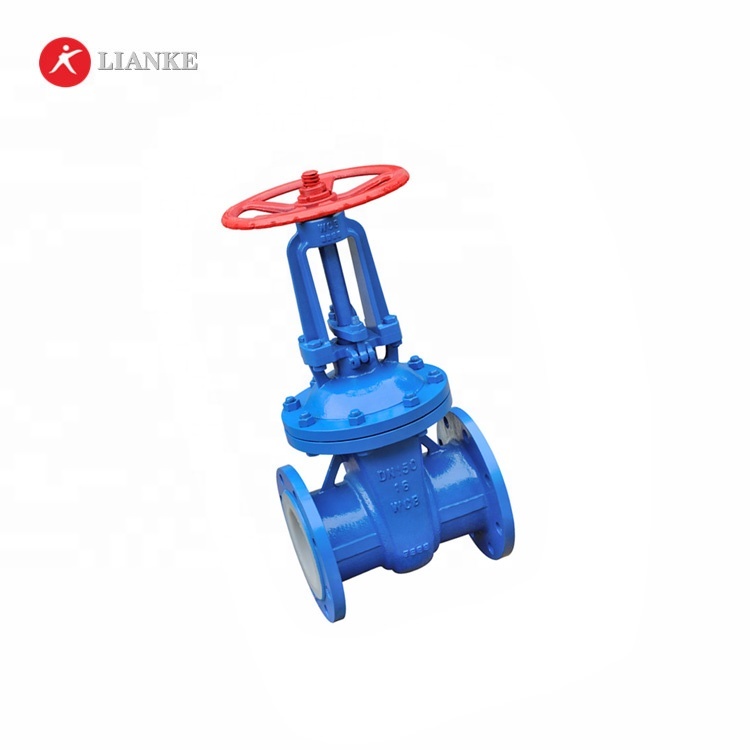 DN150 PN16 anti-corrosion flanged connection manual operated cast steel rubber lined gate valve