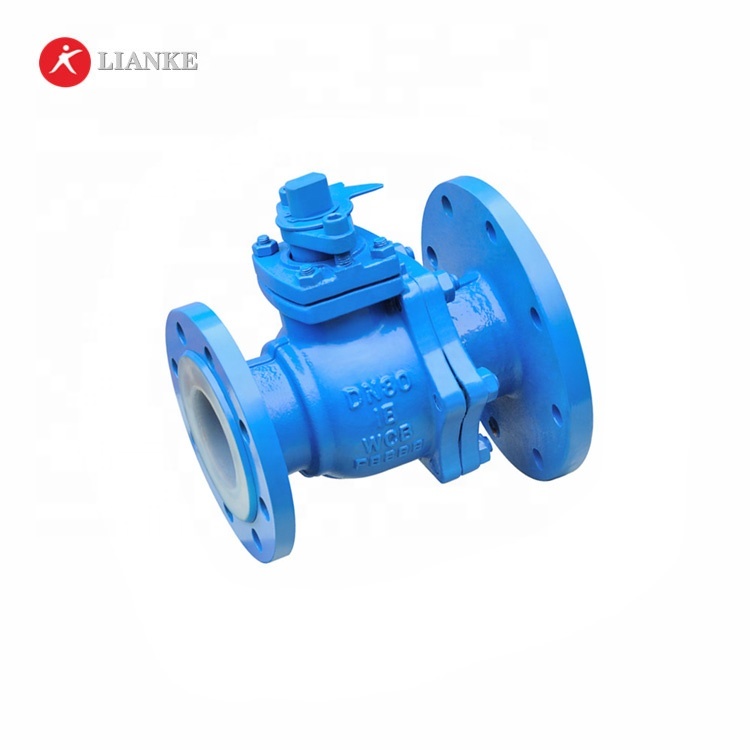 casting steel a216 wcb anti-corrosion fep/pfa/ptfe lined ball valve with DN50 pn16 flange